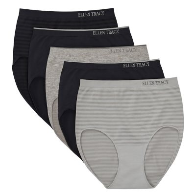 Ellen Tracy Women's 5-Pack Seamless Brief Black/Ster L:- Black/Sterling, L