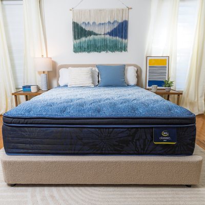 Serta Classic Plus Heather Ridge Plush Pillow Top Mattress:- California King, +5' Boxspring, Medium