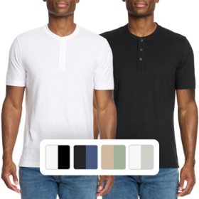WP Weatherproof Men's 2 Pack Short Sleeve Henley