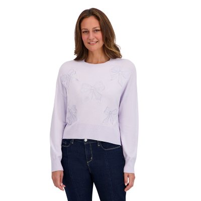 BRIDGERTON LACE BOW SWEATER - PURPLE XL:- XL, Purple