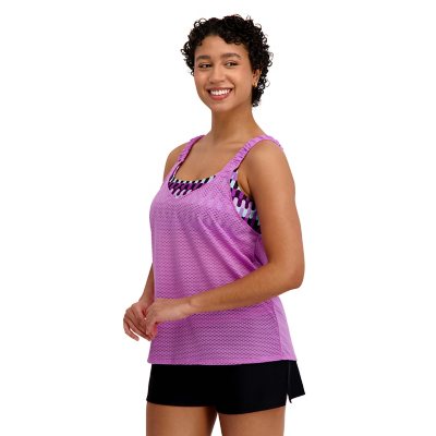 Zeroxposur Women's Layered Tankini Set Purple S:- Purple, S