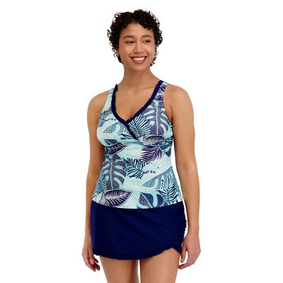 Zeroxposur Women's Ruffle Tankini Set Blue S:- Blue - Online Only, S