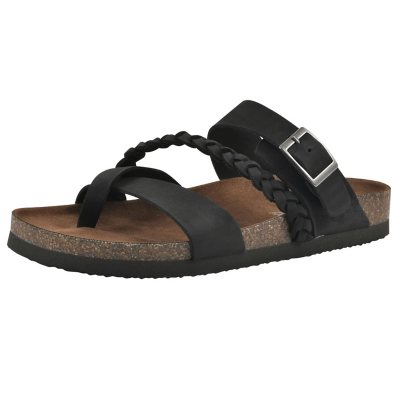 MOUNTAIN SOLE WOMEN'S LEATHER SANDAL - BLACK LEATHER 8:- 8, Black Leather