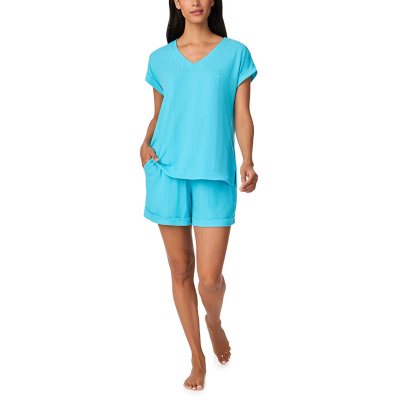 Nautica 2-Piece Short Sleeve Top and Pant PJ Set:- Blue, L