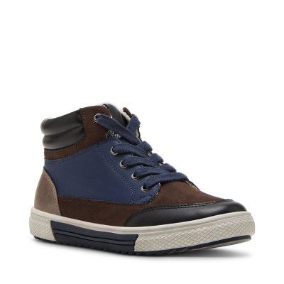 STEVE MADDEN BOY'S SNEAKER - NAVY/BROWN 5:- 5K, Navy/Brown