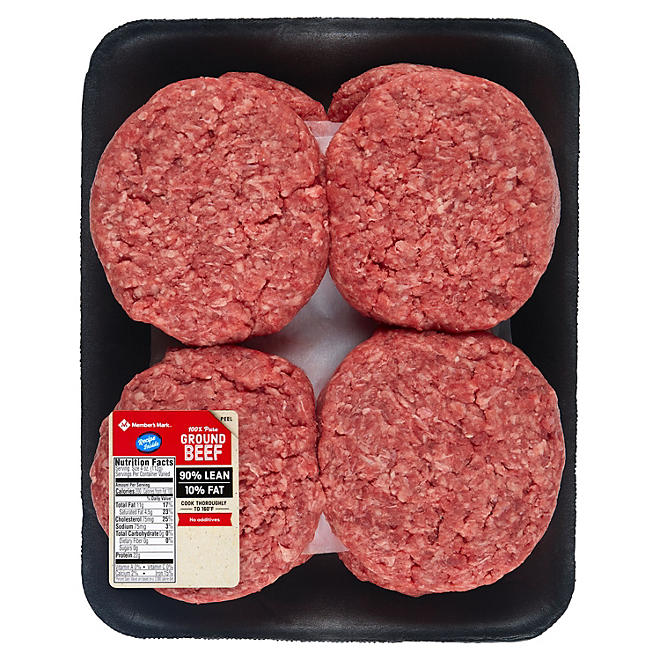 Member's Mark 90% Lean Ground Beef Patties, priced per pound