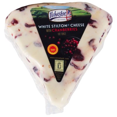 Ilchester White Stilton Cheese with Cranberries (priced per pound