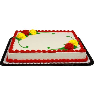 Member S Mark White Half Sheet Rose Cake With Regular Icing Sam S Club