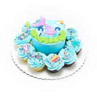 5" Mermaid Cake with 10 Cupcakes, White and Chocolate