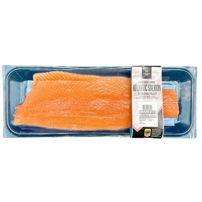 Member's Mark Farm Raised Antibiotic-Free Sashimi-Grade Salmon Fillet,  Skinless (priced per pound) - Sam's Club