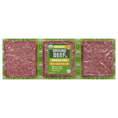 85% Lean 15% Fat Organic Grass Fed Ground Beef (priced per pound) - Sam's  Club