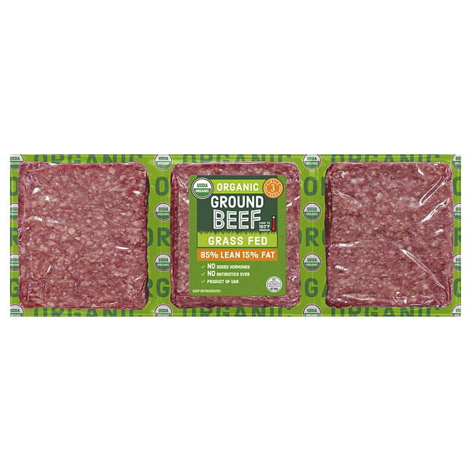 85% Lean 15% Fat Organic Grass Fed Ground Beef (priced per pound)