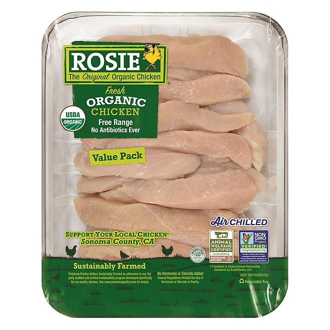 Rosie Organic Boneless Skinless Chicken Strips (priced per pound)