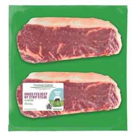 Thomas Farms Grass Fed Beef NY Strip Steak, priced per pound