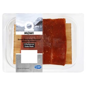 MOWI Atlantic Salmon Sweet Bourbon on Cedar Plank, priced per pound