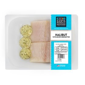 Santa Monica Seafood Wild Caught Halibut with Lemon Herb Butter, priced per pound