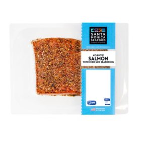 Santa Monica Seafood Farm Raised Atlantic Salmon with Miso Soy Seasoning, priced per pound