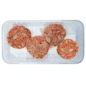 Farm Raised Salmon and Scallop Burger Patties, 4 ct. per tray, priced per pound