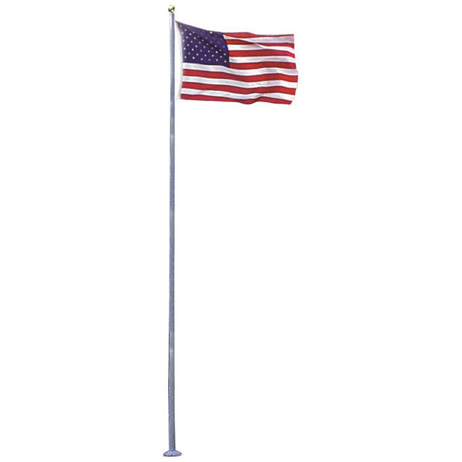 Annin - 20' White Gel-Coat Villager Fiberglass Pole with 4x6' U.S. Flag