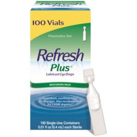 Refresh Plus Lubricant Eye Drops, Single-Use Vials 100 ct.