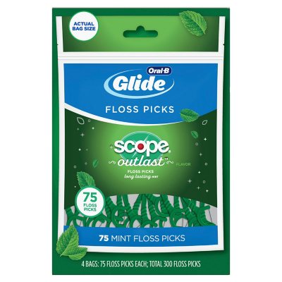 Oral-B Glide Floss Picks, Scope Outlast (75 4 pk.) - Sam's Club