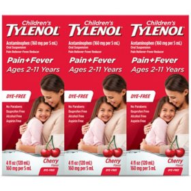 Children's Tylenol Oral Suspension, Cherry, 4 oz., 3 pk.