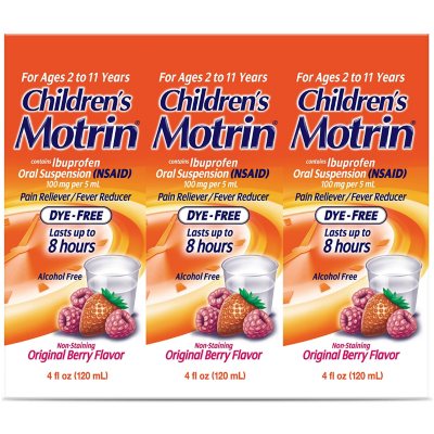 Children's Motrin Oral Suspension, Berry (4 oz., 3 pk.) - Sam's Club