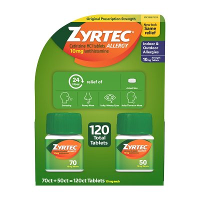 Zyrtec Antihistamine Allergy Tablets 10 mg. (120 ct.) - Sam's Club