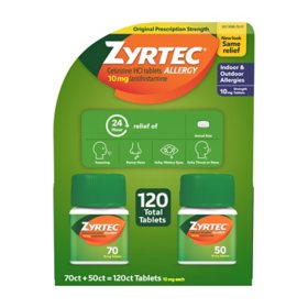 Zyrtec Antihistamine Allergy Tablets, 10 mg 120 ct.