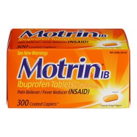 Motrin IB Caplets Pain Reliever/Fever Reducer NSAID, 200 mg Ibuprofen, 300 ct.