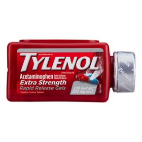 Tylenol Extra Strength Rapid Release Pain Reliever Gelcaps, 500 mg Acetaminophen, 290 ct.