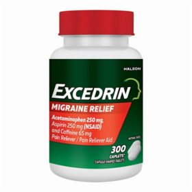 Excedrin Migraine Pain Relief Caplets, Acetaminophen, Aspirin and Caffeine, 300 ct.