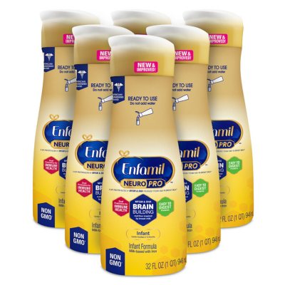 Enfamil NeuroPro Infant Formula Milk-based with Iron, Ready to Use (32 fl.  oz., 6 pk.) - Sam's Club