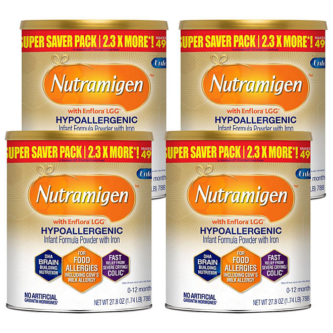 Enfamil Nutramigen Hypoallergenic Infant Formula with Enflora LGG, Powder Can (27.8 oz, 4 pk.)