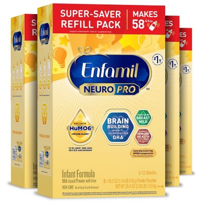 Enfamil NeuroPro Infant Formula, Milk-Based Powder with Iron ( oz., 4  pk.) - Sam's Club