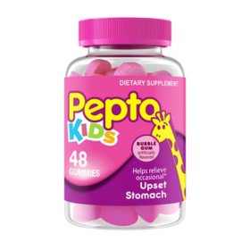 Pepto Kids Chewable Gummies, Bubble Gum, 48 ct.