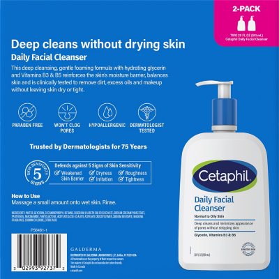 Cetaphil, 2 PACK, Daily Facial Cleanser, Combination to Oily