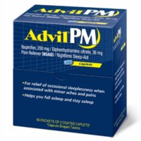Advil PM Pain Reliever / Nighttime Sleep Aid Coated Caplet, 200mg Ibuprofen, 38mg Diphenhydramine (50 ct., 2 pk.) 