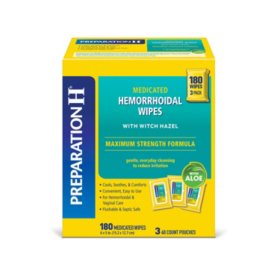Preparation H Maximum Strength Medicated Hemorrhoidal Flushable Wet Wipes,180 ct.