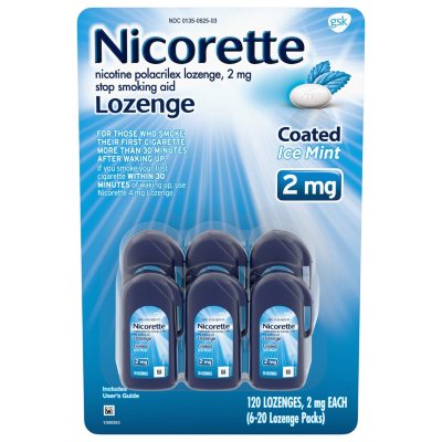 Nicorette Coated Nicotine Lozenge to Stop Smoking, 2 mg, Ice Mint (120