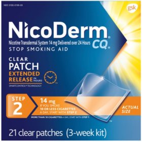 NicoDerm CQ Patch Step 2, 14 mg, Clear (21 ct.)