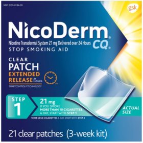 NicoDerm CQ Step 1 Patch, 21 mg (21 Clear Patches)