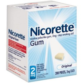 Nicorette Gum Stop Smoking Aid, 2 mg Original 200 ct.