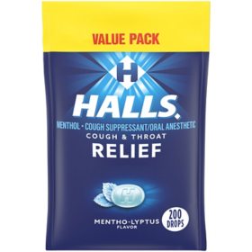 Halls Relief Mentho-Lyptus Cough Drops, Value Pack (200 ct.)