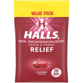 Halls Relief Cherry Flavor Cough Drops, 200 ct.