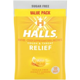 Halls Relief Honey Lemon Sugar-Free Cough Drops Value Pack, 180 ct.