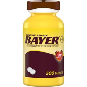 Bayer Genuine Aspirin Coated Tablets, 325 mg, 500 ct.
