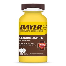 Bayer Genuine Aspirin Coated Tablets, 325 mg, 500 ct.