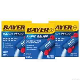 Bayer Rapid Relief Powder Packs with Aspirin & Caffeine, 60 ct.