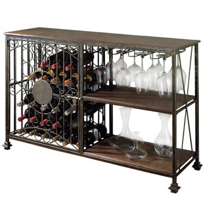 Wine Enthusiast 42Bottle Antiqued Steel Wine Jail Console (with Stem
